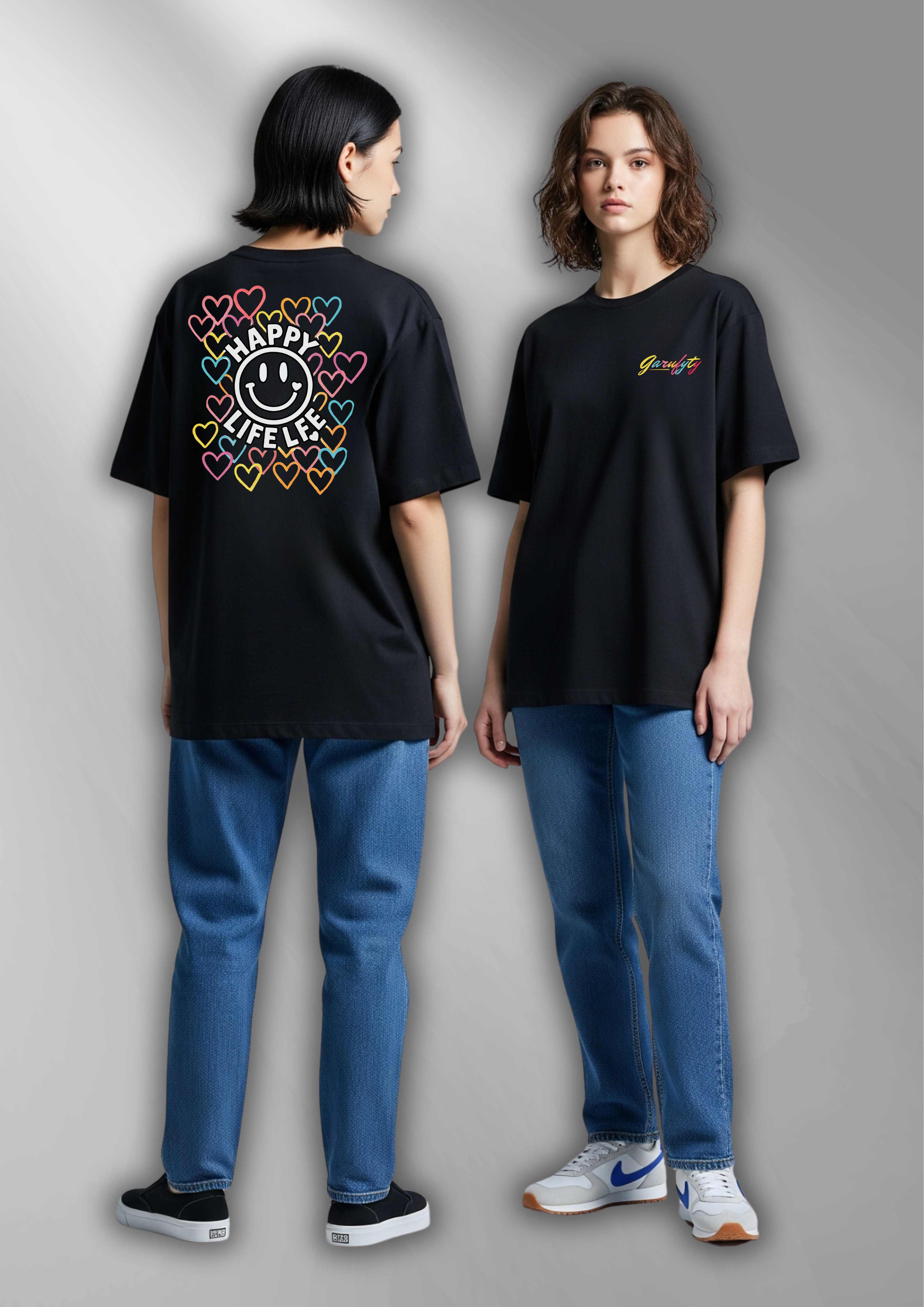 Camiseta Unisex Happy Live Garufyty – Streetwear con energía positiva