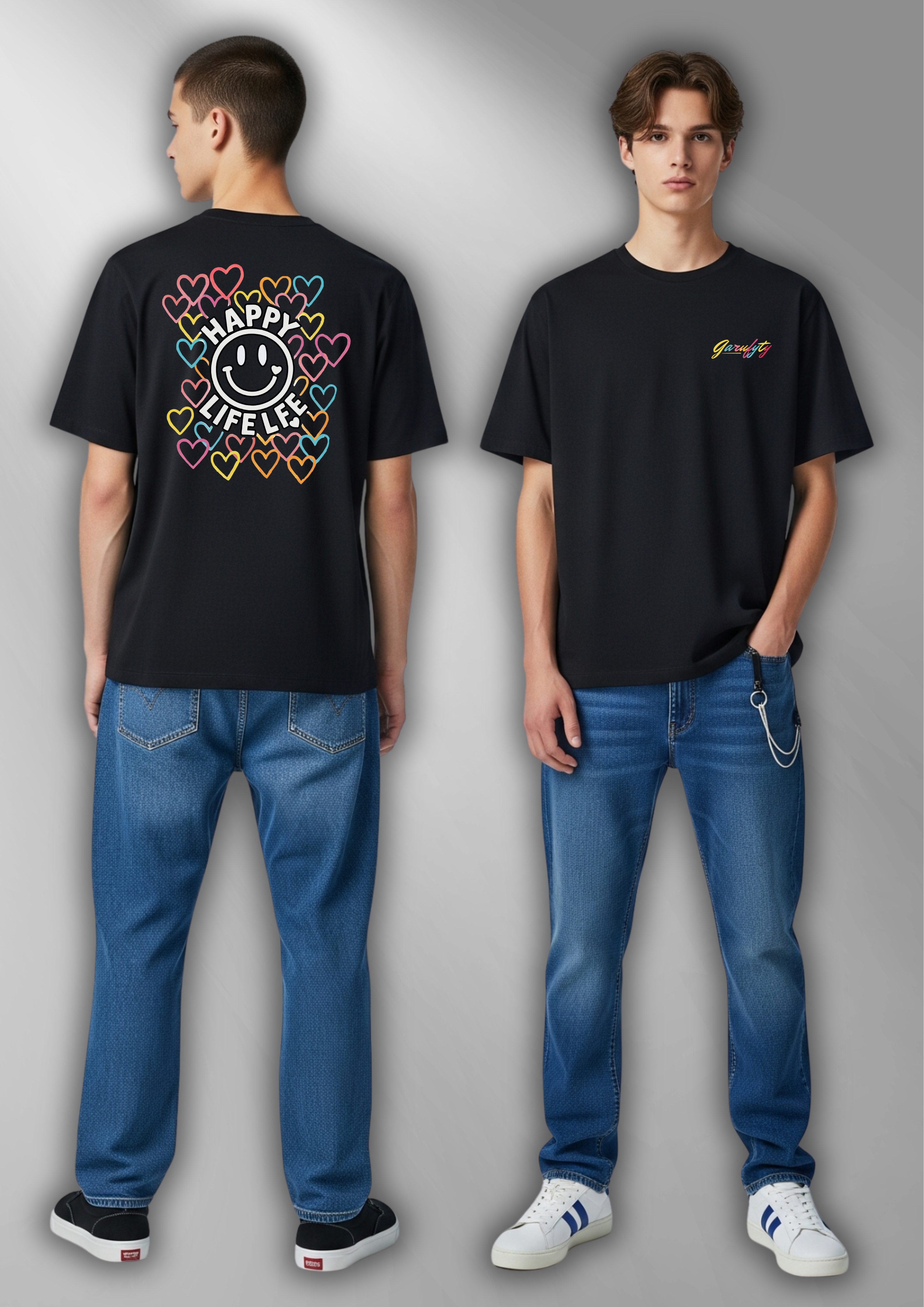 Camiseta Unisex Happy Live Garufyty – Streetwear con energía positiva