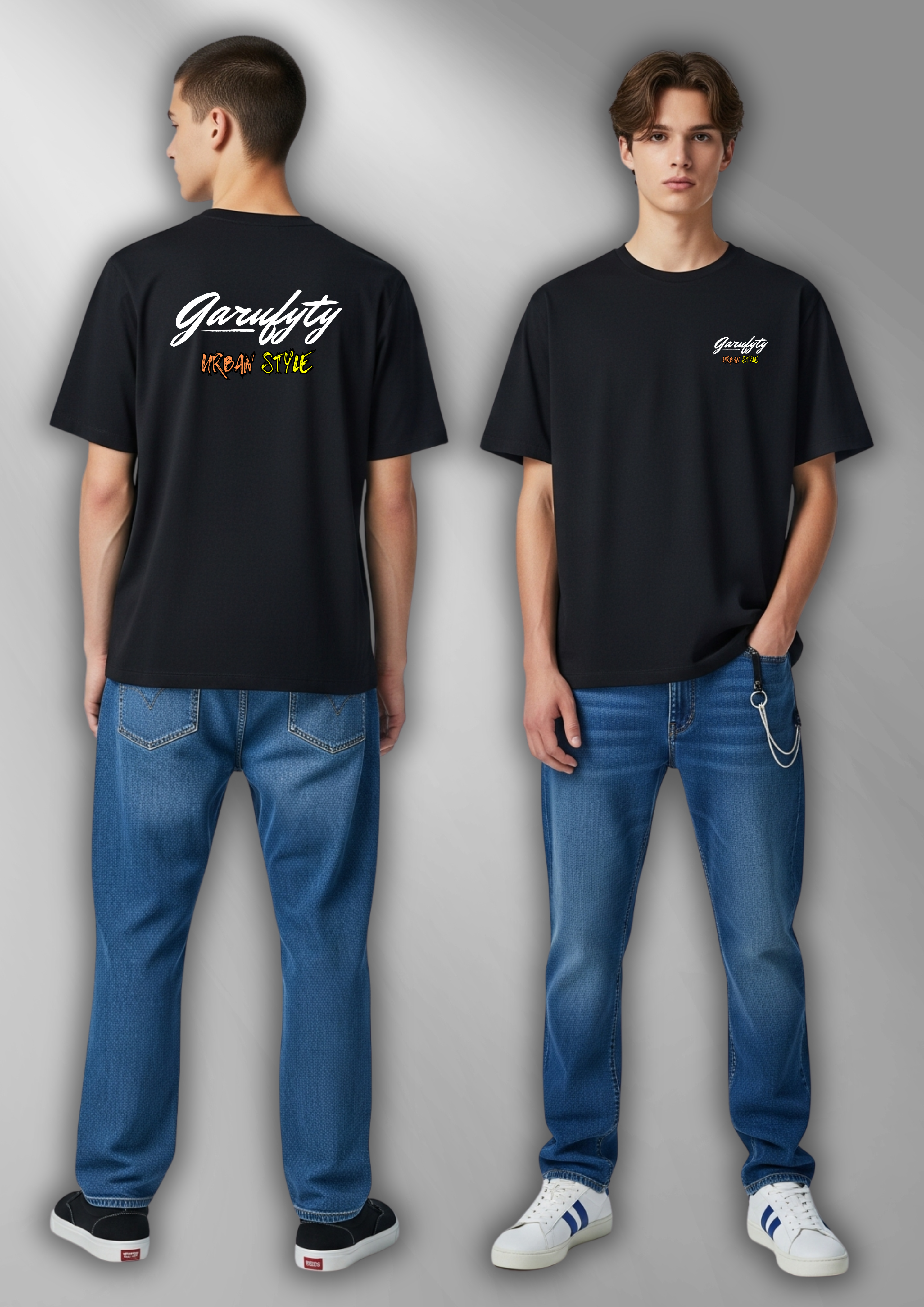Garufyty Urban Style – Camiseta unisex en blanco y negro