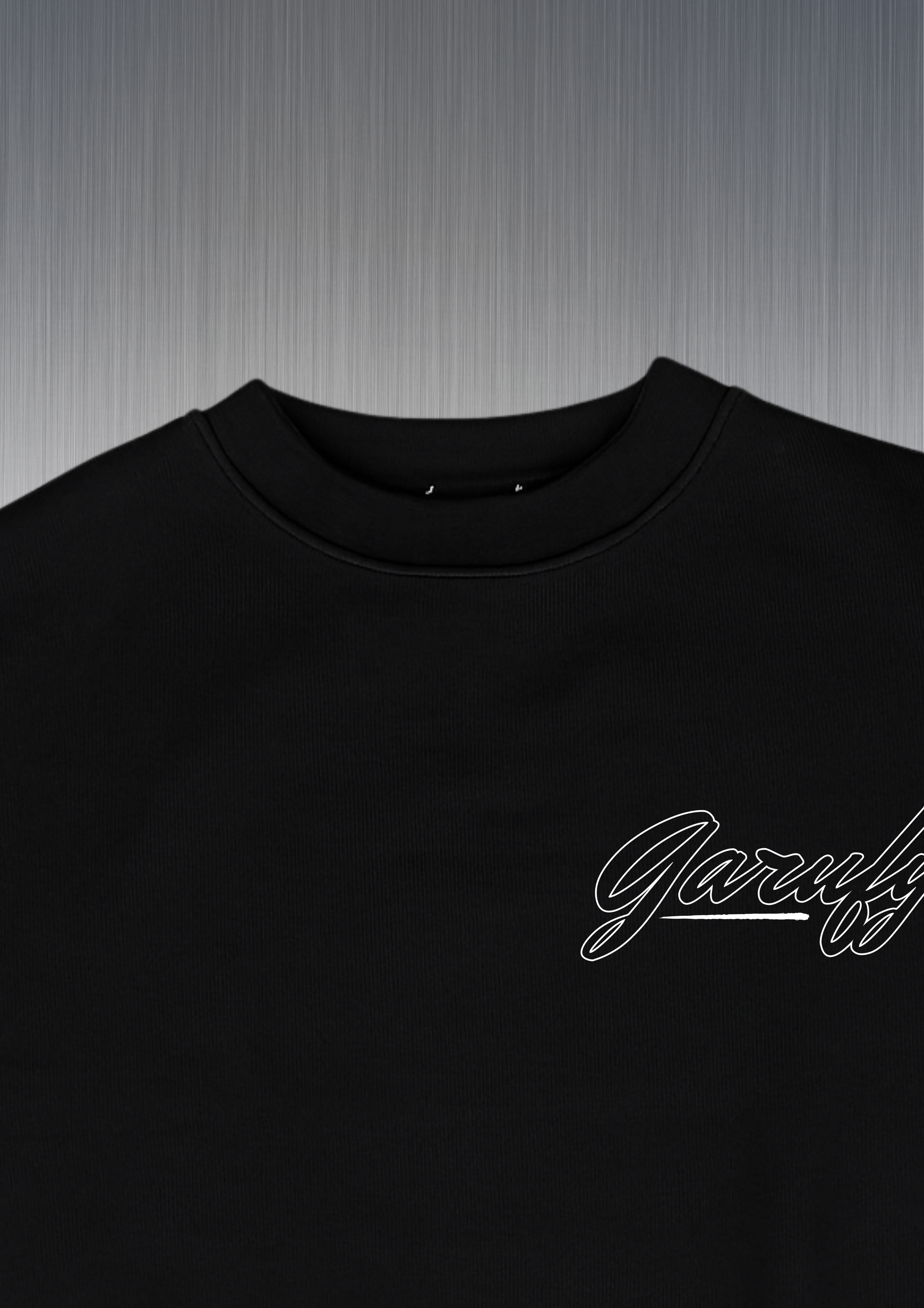 Garufyty Back – Sudadera unisex oversize discreta en negro