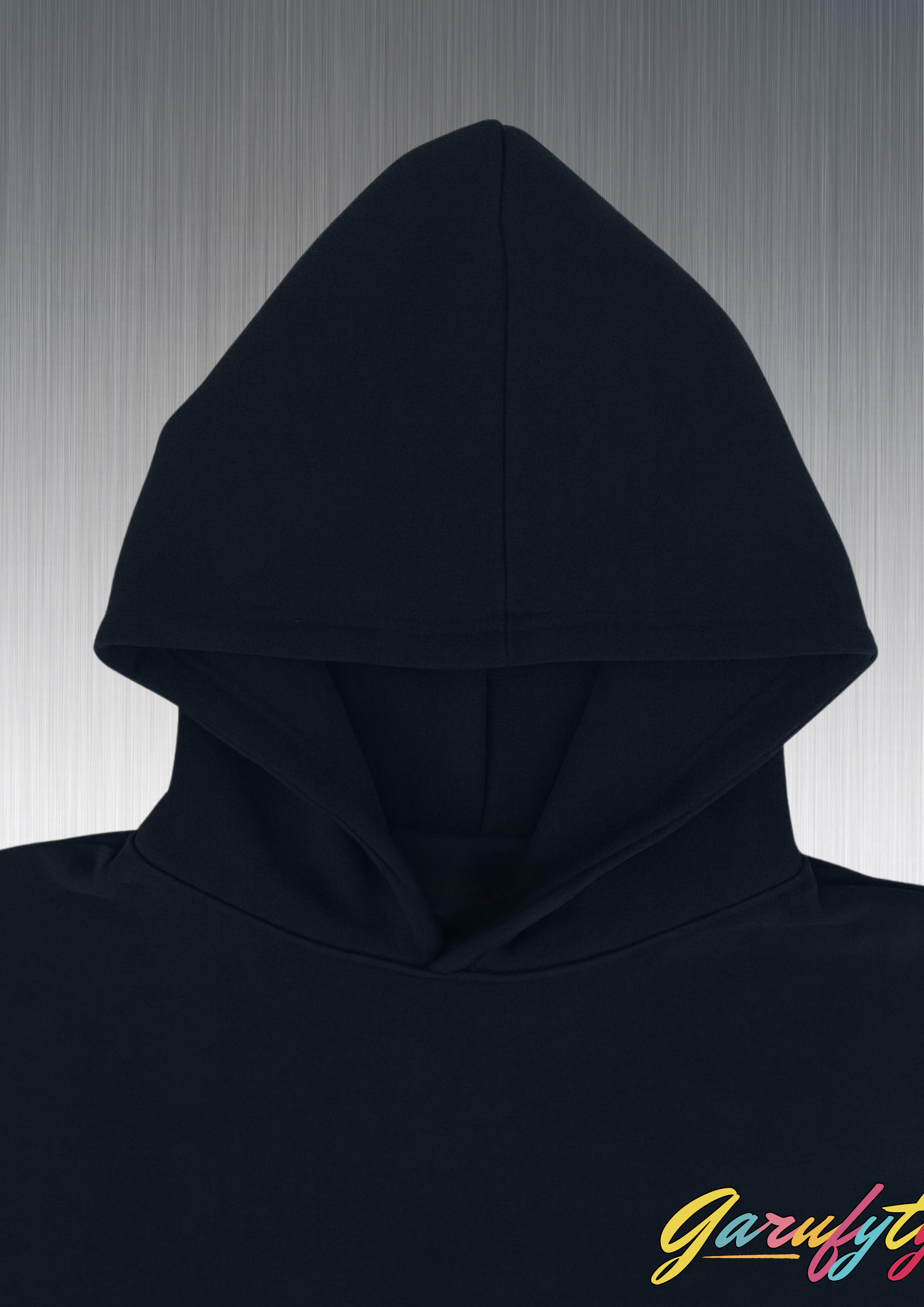 Sudadera Garufyty Happy Life Oversize Negra – Felpa Italiana 300g con Capucha o Cuello Redondo