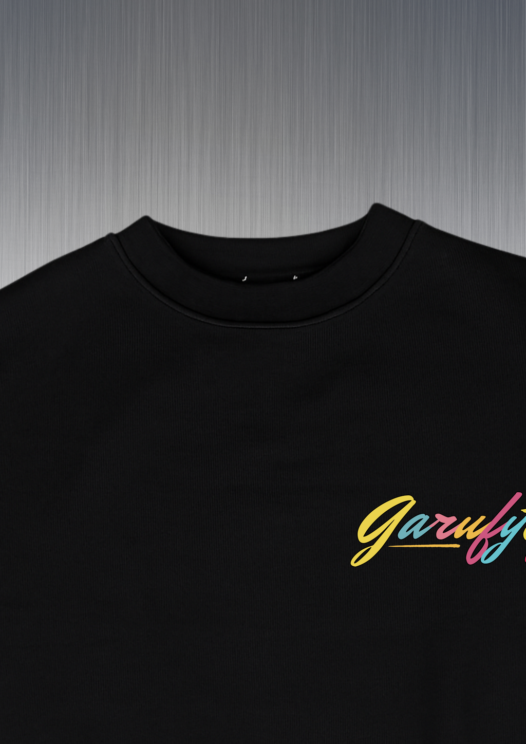 Sudadera Garufyty Happy Life Oversize Negra – Felpa Italiana 300g con Capucha o Cuello Redondo