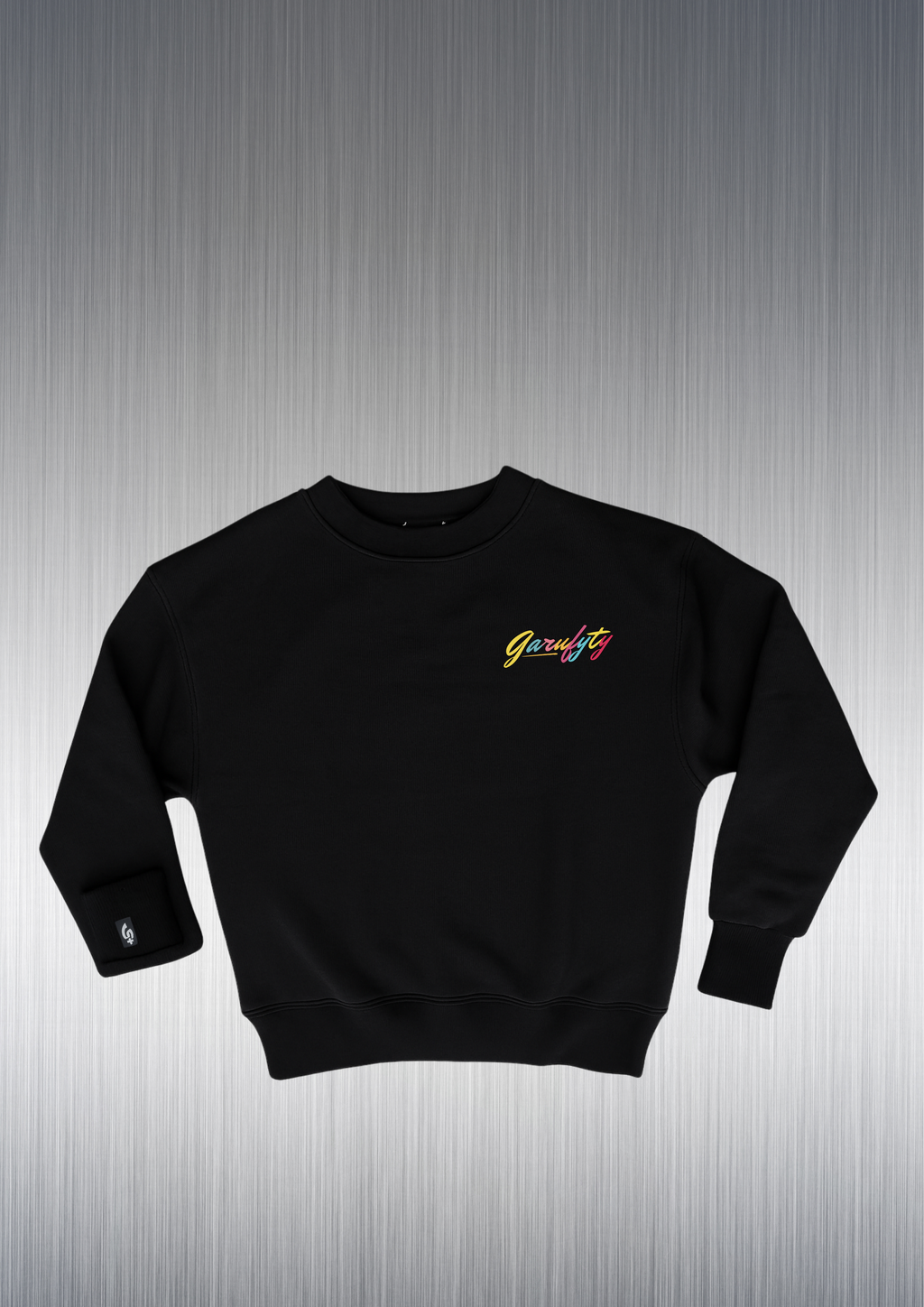 Sudadera Garufyty Happy Life Oversize Negra – Felpa Italiana 300g con Capucha o Cuello Redondo